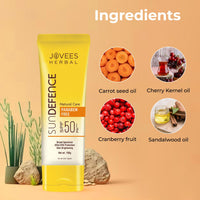 Jovees Herbal Sun Defence Cream SPF 50 PA+++ Broad Spectrum For All Skin | Protection From UVA/UVB & Sun Damaged | Lightweight, Non Greasy & Quick Absorption 100g