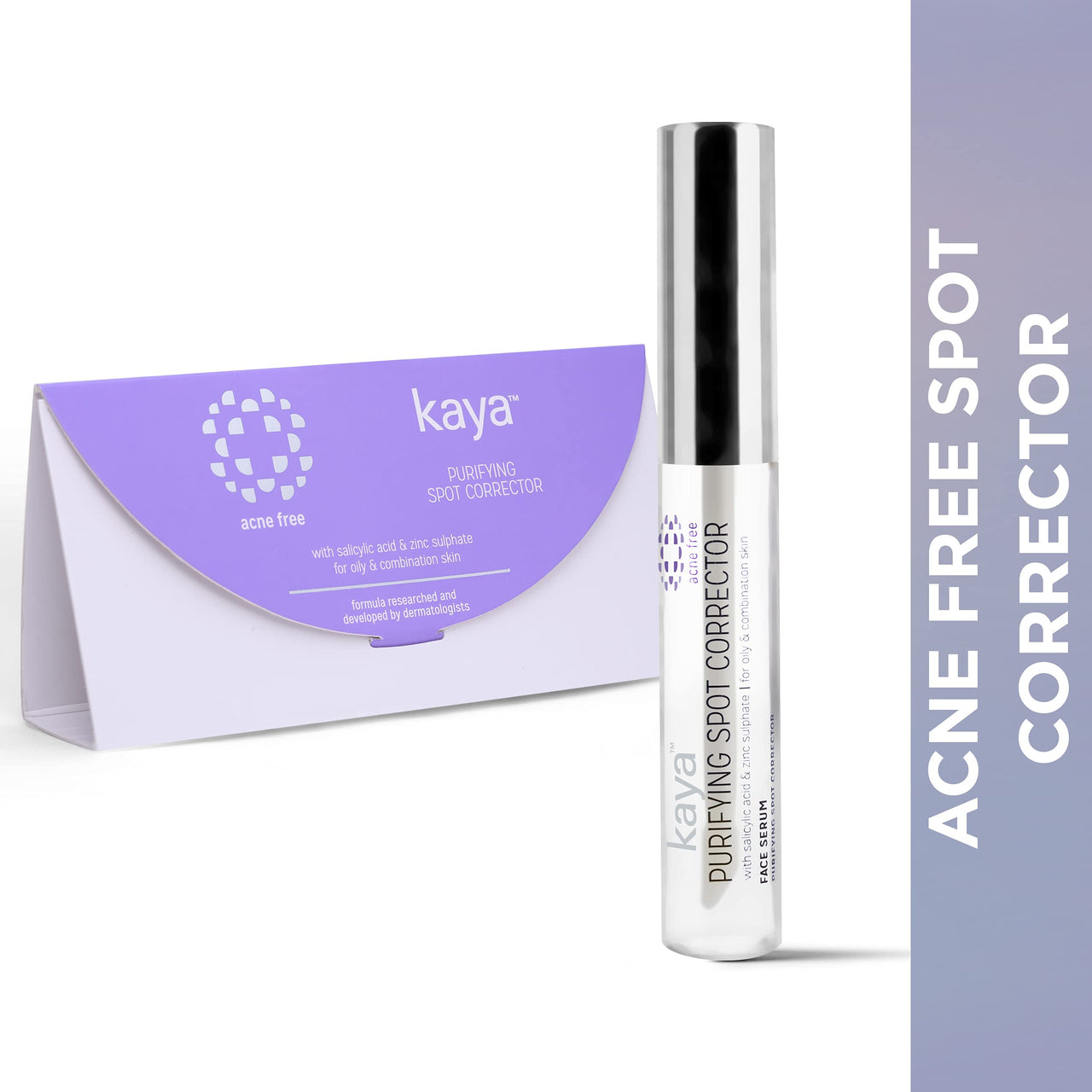 Kaya Clinic Purifying Spot Corrector for Acne- Skin with Zinc Sulphate, Salicylic Acid & Glycolic Acid Oil for Active Acne & Blemishes, 8ml