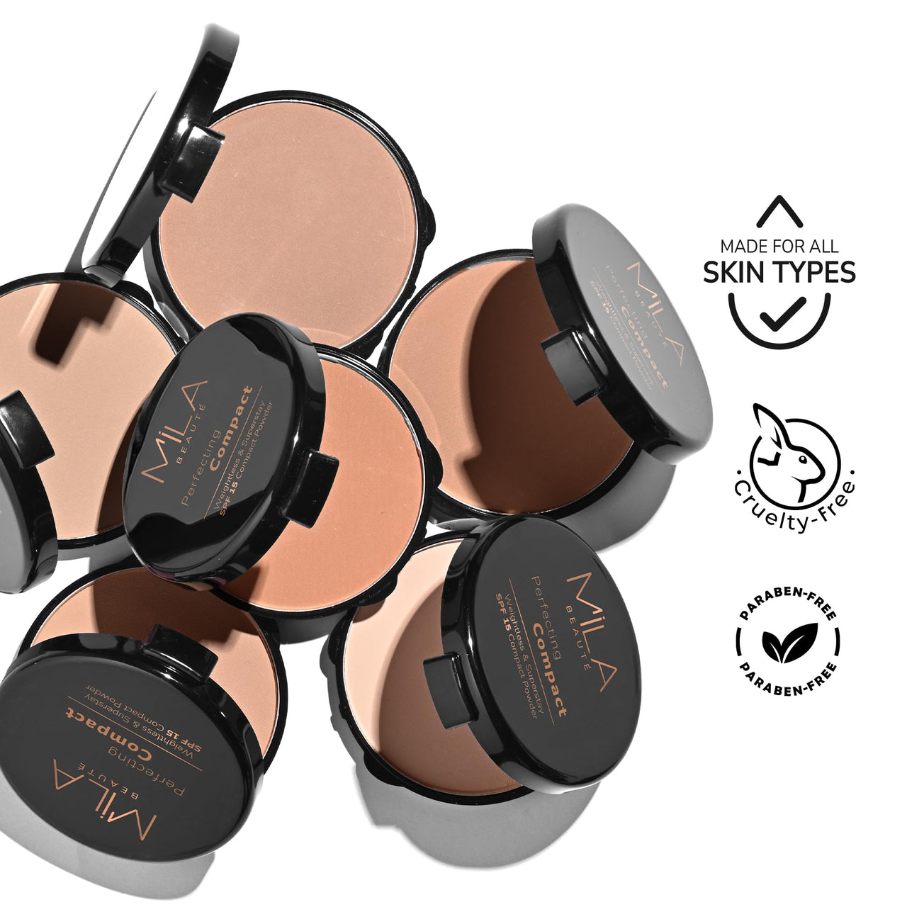 Mila Beauté Perfecting Compact Powder | Natural Matte Finish| Longstay with SPF 15 | Minimized Pores and Finelines | Controls Shine | Lightweight Compact Powder | Shade - (True Beige 16g)