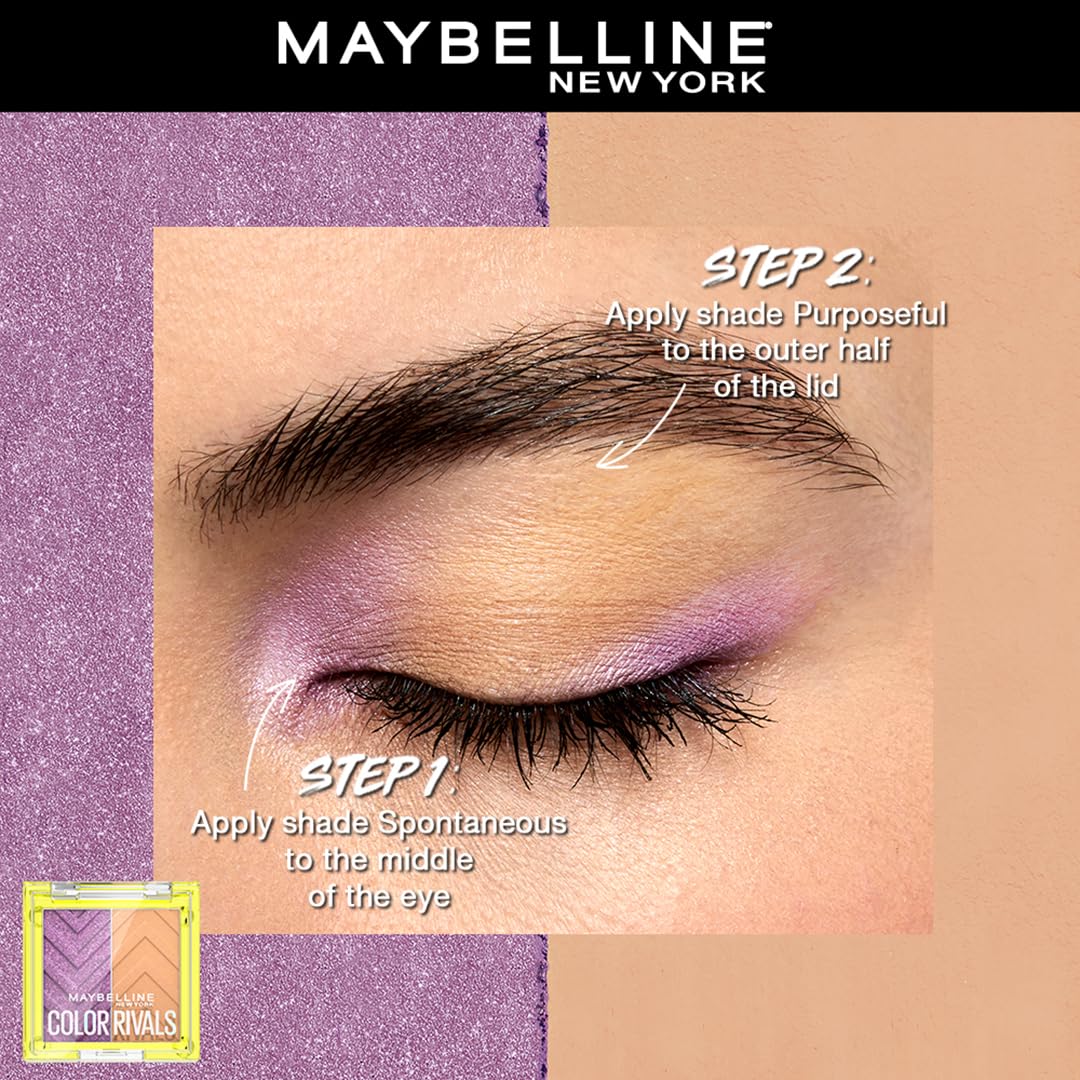 Maybelline New York Color Rivals Pigmented Eyeshadow Palette - Spontaneous x Purposeful, Long-lasting Shimmer & Matte Eyeshadow. Color Rivals Eyeshadow Palette is Waterproof & Sweatproof | 3g