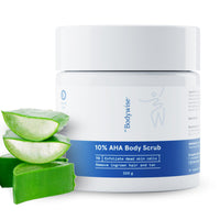 Be Bodywise 10% Lactic AHA Exfoliating Body Scrub For Tan Removal & Soft-Smooth Skin | For Women | De-Tan Bathing Scrub with Centella Water & Aloe Vera, Removes Dirt & Dead Skin from Neck, Knees, Elbows & Arms | 300g