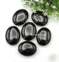 Black Agate Palm Stone - Pocket Massage Worry Stone for Natural Body Chakra Balancing, Reiki Healing and Crystal Grid Black Agate