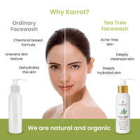 Karrot Natural Skincare Face Wash for Acne Prone Skin, Controls Oil and Cleanses Pores, Tea Tree Formula with Carrot, Jojoba Oil and Saffron, For Women and Men, Suitable for All Skin Types, 100 ml