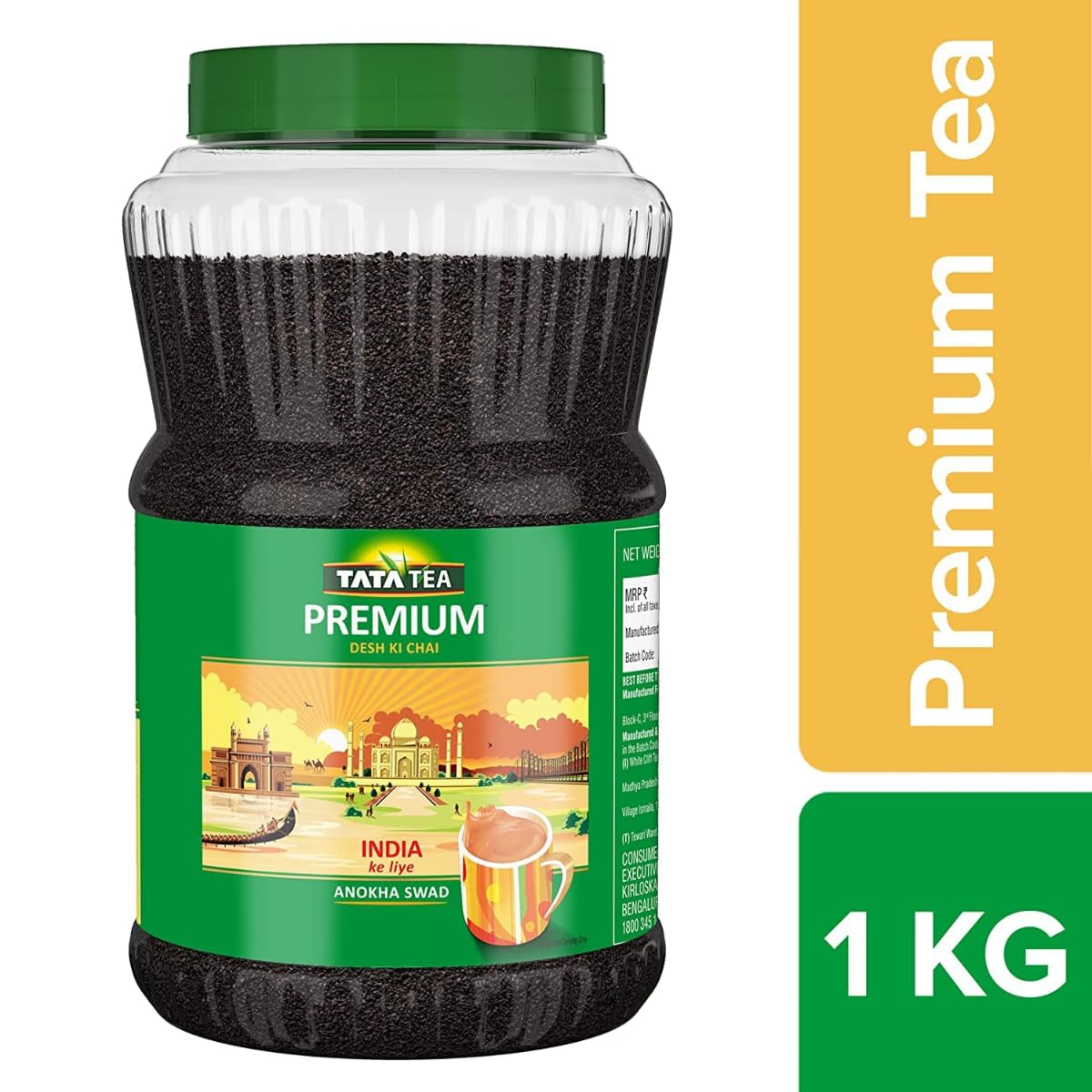 Tata Tea Premium Desh Ki Chai, Unique Blend Crafted For Chai Lovers Across India, Black Tea, Loose Leaves, 1kg Jar, black tea
