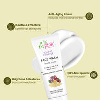 La Pink Young Forever White Haldi Face Wash | Deep Cleansing & Brightening | Anti-Aging & Pigmentation Control | With Cranberry, Bakuchi & Mulethi | Soothes & Protects Skin | 100% Microplastic-Free | All Skin Types | 100ml