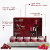 NutriGlow Wine Facial Kit with Red Grape Extracts – 6-Step Skincare Routine for All Skin Types, 260g | Includes Free 5-in-1 Face Massager for Men & Women