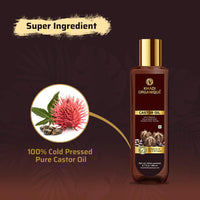 Khadi Organique Cold Pressed Castor Oil for Healthy Hair, Skin & Nails | Natural Oil for Hair Growth, Skin Care, Moisturizing Dry Skin, Nails, Eyelashes | Pure & Virgin Grade Castor Oil - 200ml