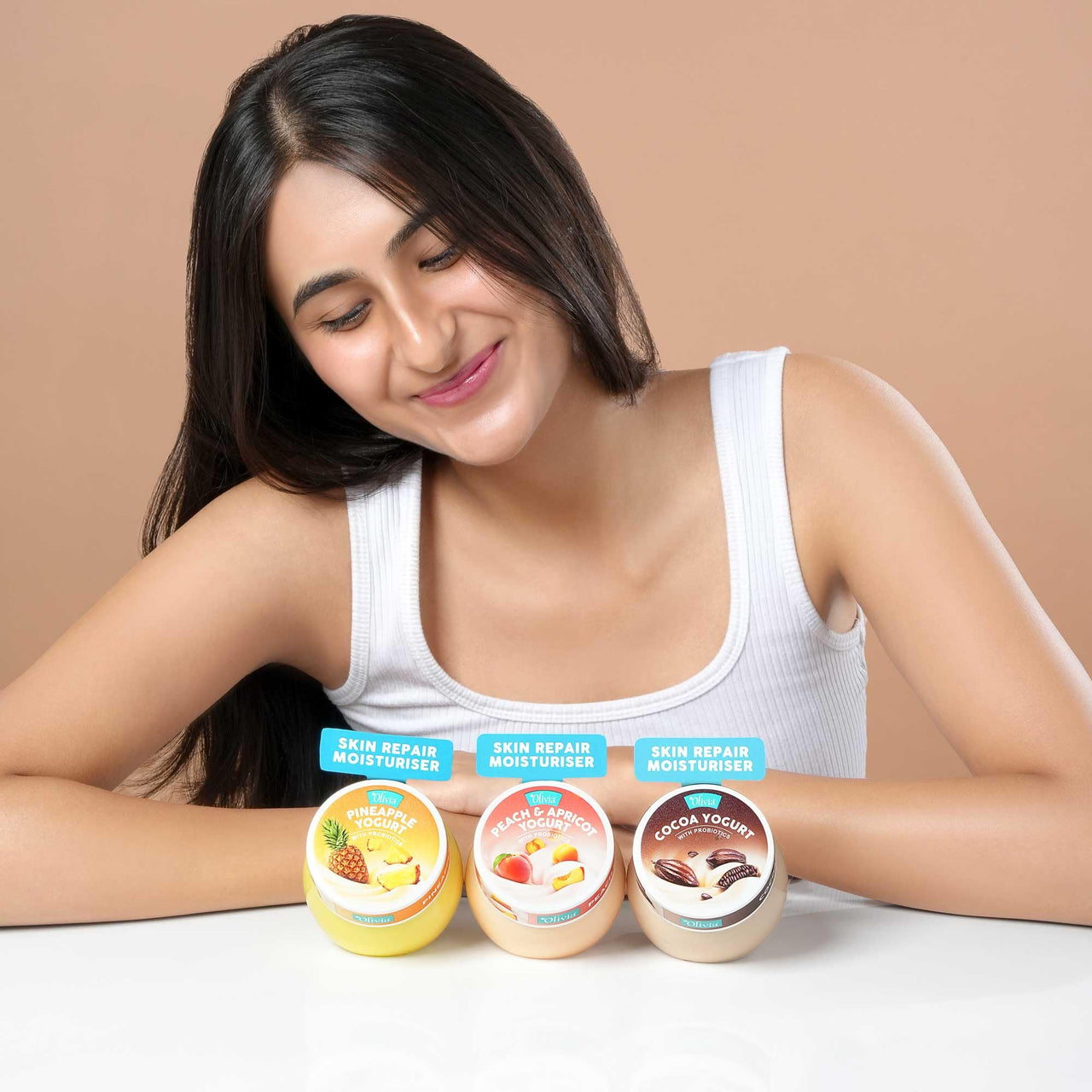 Olivia Skin Repair Moisturizer with Peach & Apricot Yogurt with Probiotics | Hydrating Moisturizer for Dry Skin, Anti-Aging & Pigmentation | Body Lotion for Women & Men | All Skin Types | 200g