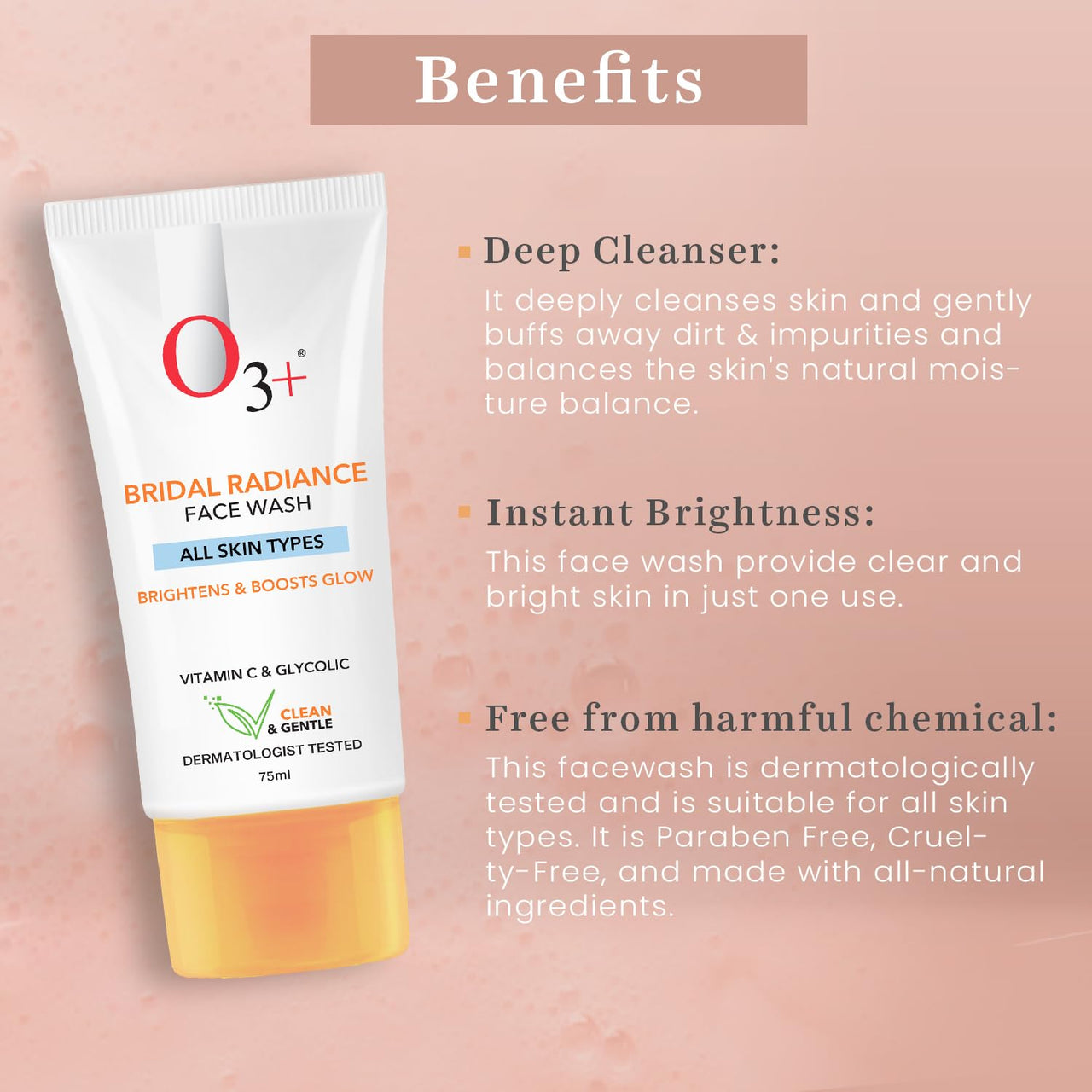 O3+ Radiance Skincare Combo With Bridal Facial Kit Oxygenating Glow Skin 81g,Bridal Radiance Facewash 75g & Sunscreen 75g