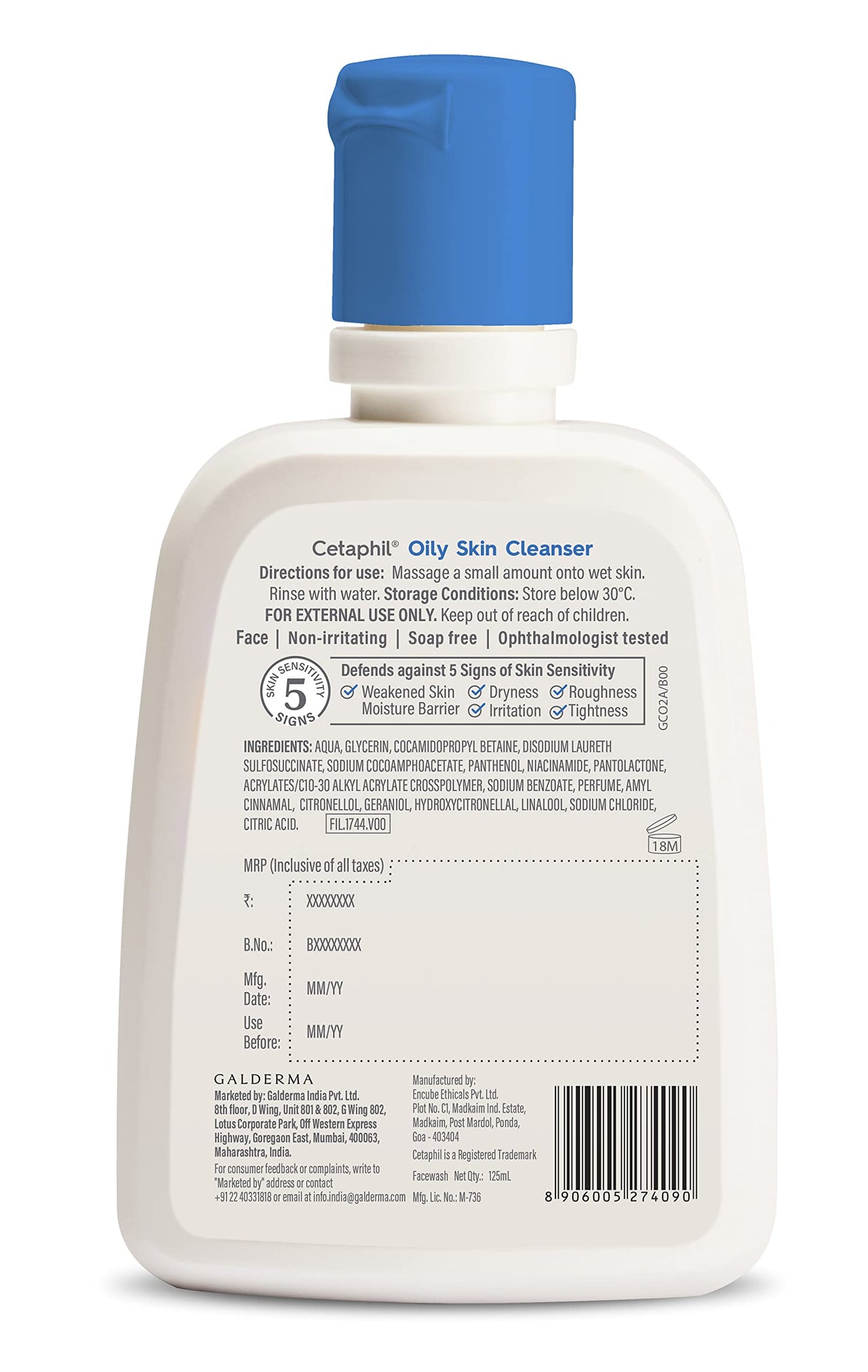Cetaphil Oily Skin Cleanser, Daily Face Wash for Oily and Acne Prone Skin, Gentle Foaming, 125ml, Pack of 2