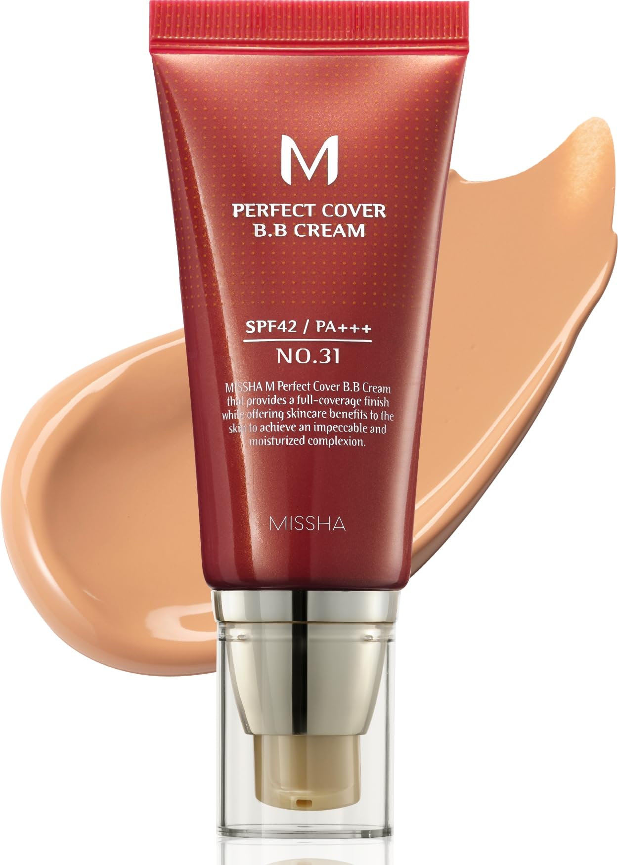 MISSHA M Perfect Cover Bb Cream Spf42 Pa+++ - (50Ml, No 31 - Golden Beige) | Matte Finish | Full Coverage | All Skin Types I Radiant Glow, 1 Count