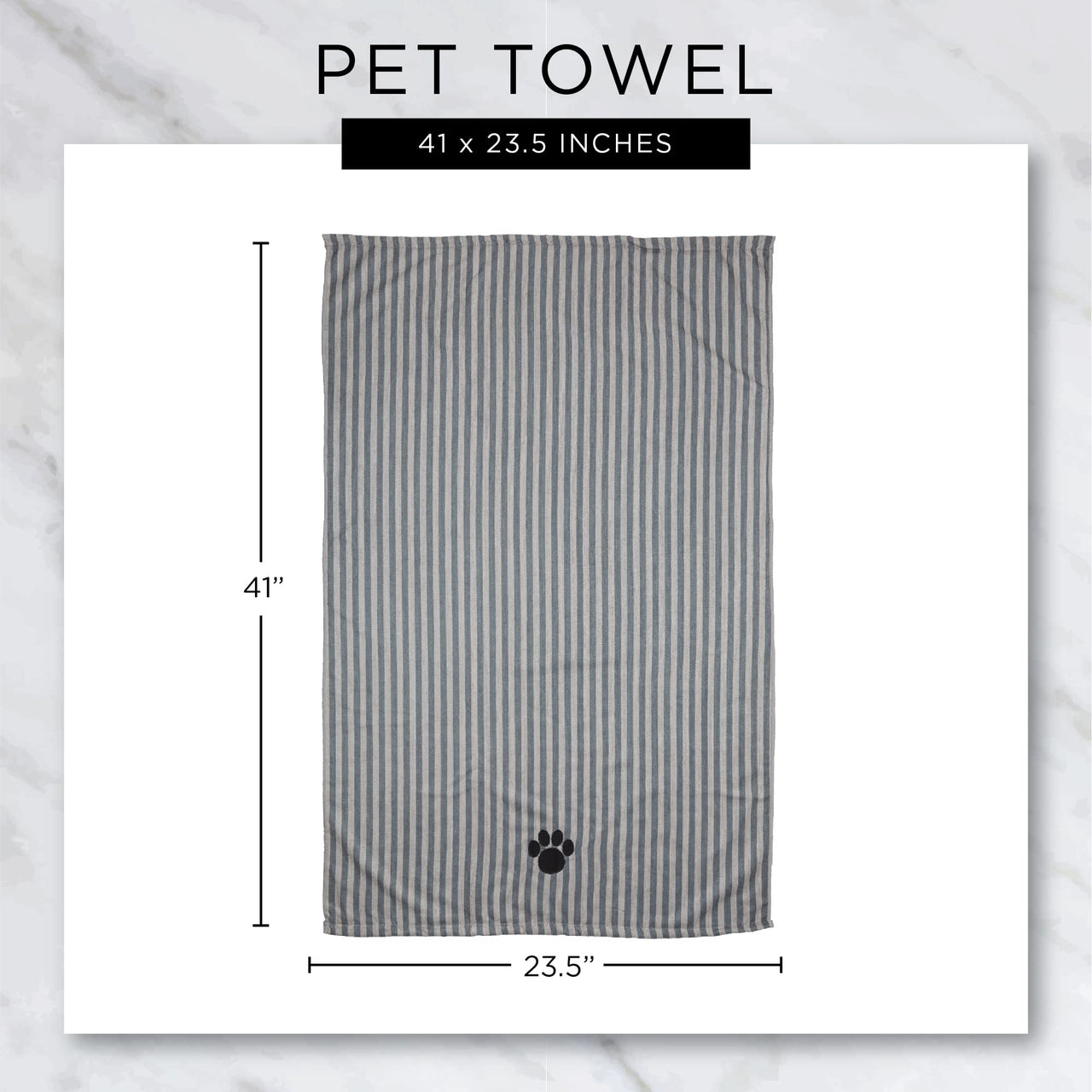Bone Dry Pet Grooming Towel Collection Absorbent Microfiber X-Large, 41x23.5", Embroidered Black 41x23.5"