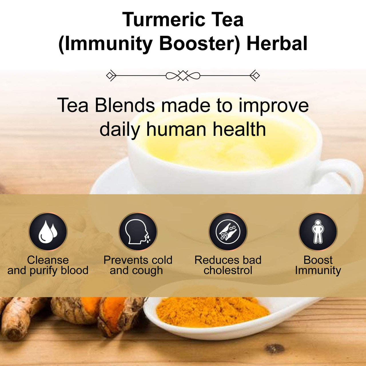 The Tea Heaven | Tea Gift - Immunity Booster- Turmeric Herbal Tea (Wellness Tea) - 100% Organic Ingredients- 17 Tea Bags(16+1 Free Sample)- No Caffeine
