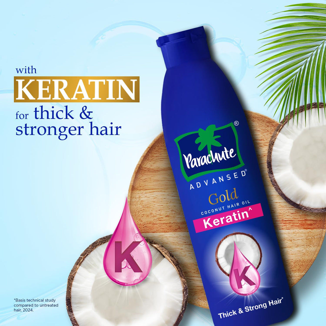 Parachute Advansed Gold Keratin Coconut Hair Oil | Thick & Smooth Hair| No Paraben or Silicone | 300ml
