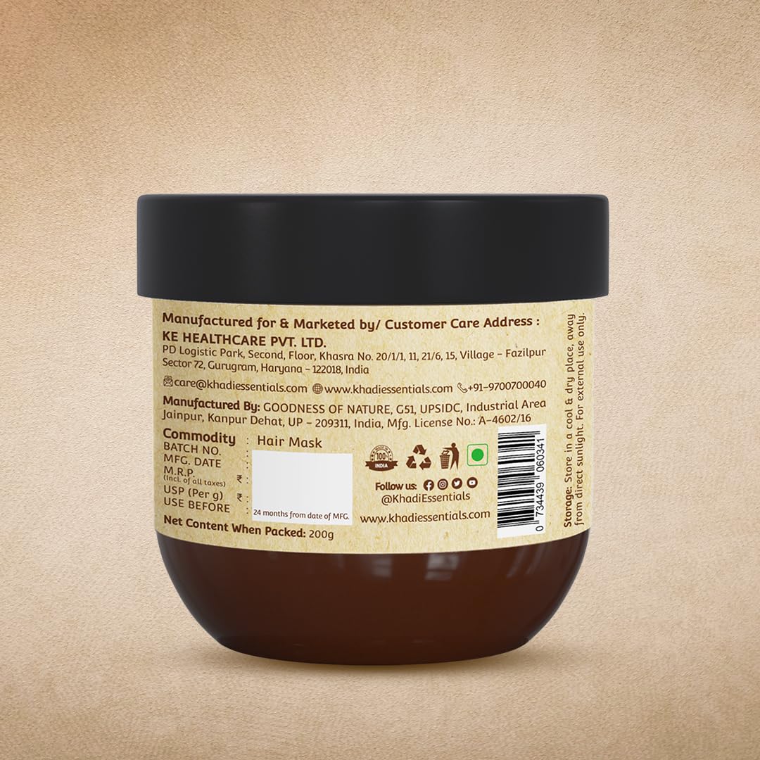 Khadi Essentials Amla Hair Mask For Dry And Frizzy Hair And Smoothening Hair With Methi For Hair Growth and Hair Fall Control, Sulphate & Paraben Free - 100gm