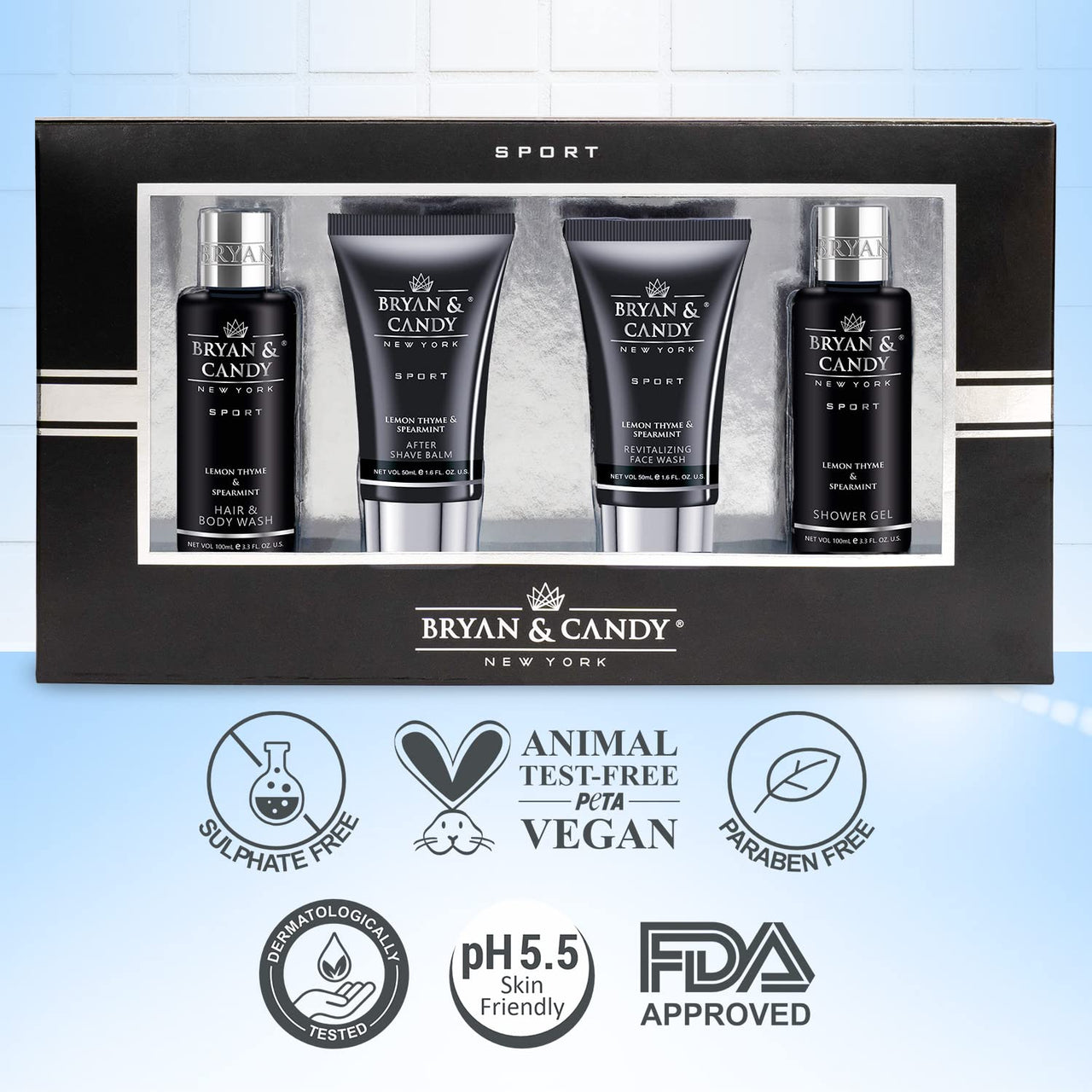 Bryan & Candy Complete Face & Body Care Kit | Gift Set For Men | 100% Vegan | Skin-Friendly pH 5.5 for All Skin Types,SLS & Paraben Free (LEMON & THYME KIT)