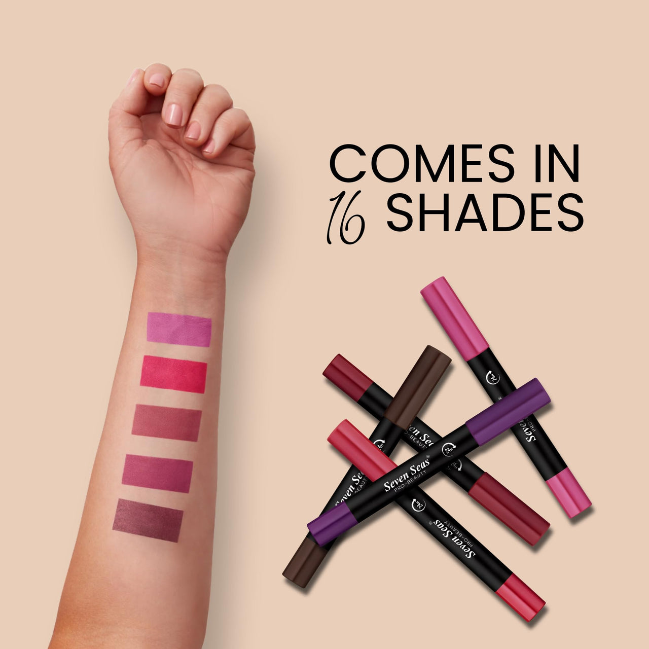Seven Seas Matte Mood Non Transfer Crayon Lip Color With Sharpner | Matte Finish | Long Lasting Crayon Lip Color for Women (Grape Wine)
