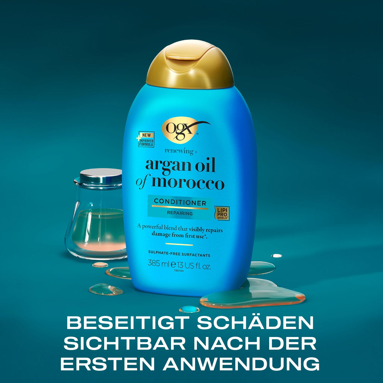 OGX Renewing + Argan Oil Of Morocco Hydrating Hair Conditioner, Cold-Pressed Argan Oil To Help Moisturize, Soften & Strengthen Hair, Paraben-Free With Sulfate-Free Surfactants, 385Ml,1 Count