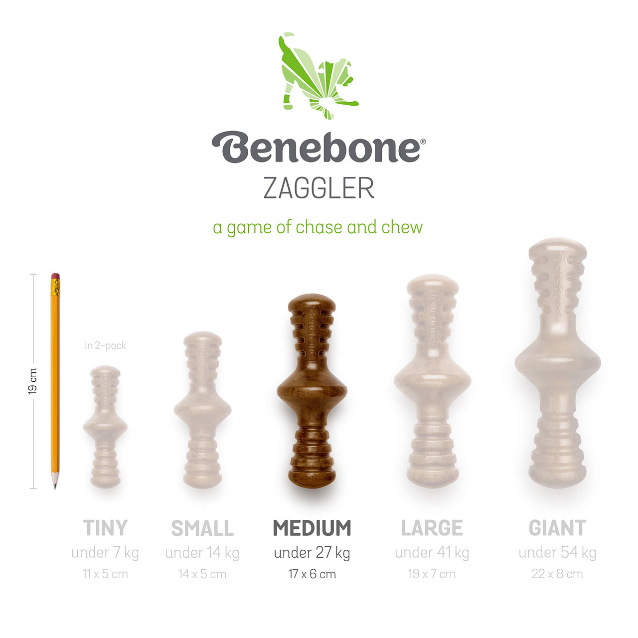 Benebone Zaggler Rolling Dog Chew Toy for Aggressive Chewers, Real Bacon, Made in USA, Medium