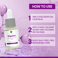 Trigaine Anti-Frizz Hair Serum 30ml | Detangle Hair Controls Frizz Repairs Dry & Brittle Hair | Argan Oil Vitamin E C & B Enriched Leave-In Hair Serum | Lightweight Non-Greasy
