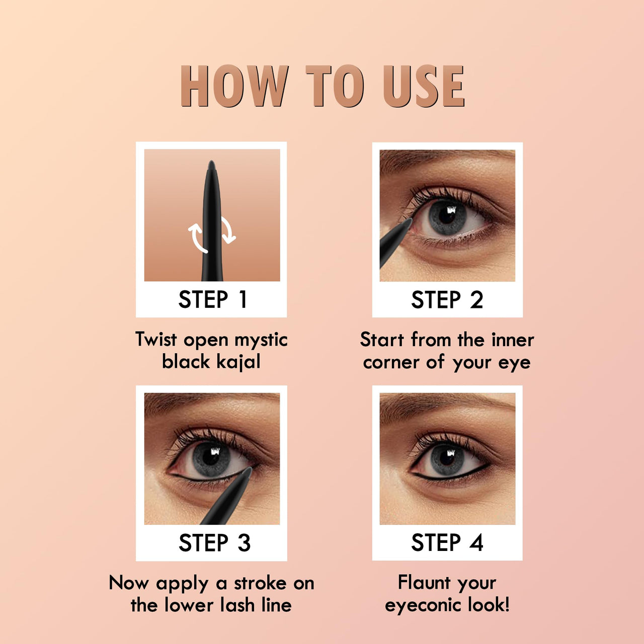 OG BEAUTY Mystic Black Kajal | Waterproof & Smudge-Proof | Intense Long-Lasting Eye Liner | Enriched with Vitamin E & Castor Oil