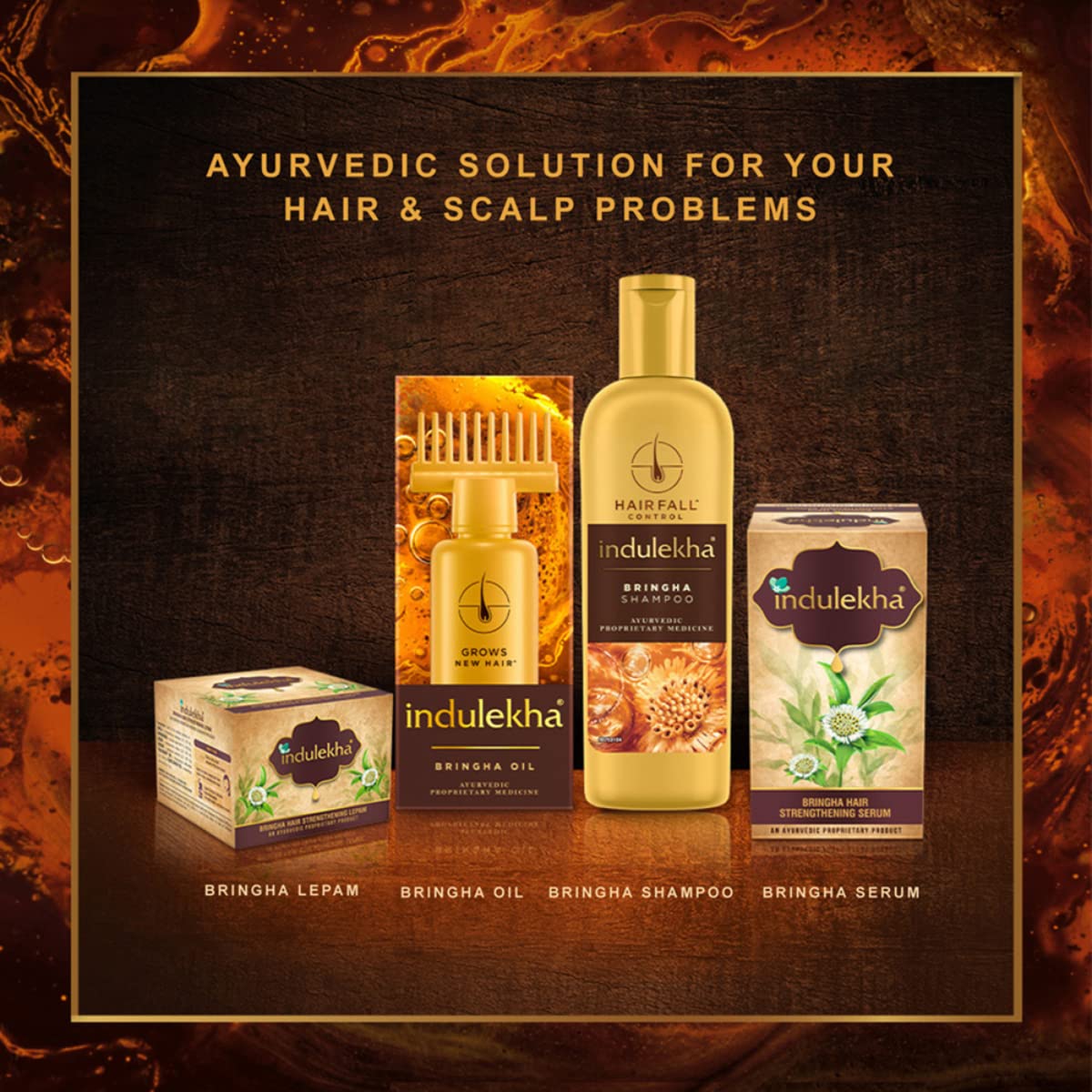 Indulekha Bringha, Ayurvedic Hair Oil, 250ml, for Hair Fall Control, with Amla & Coconut Oil, with Comb Applicator (Pack of 2)