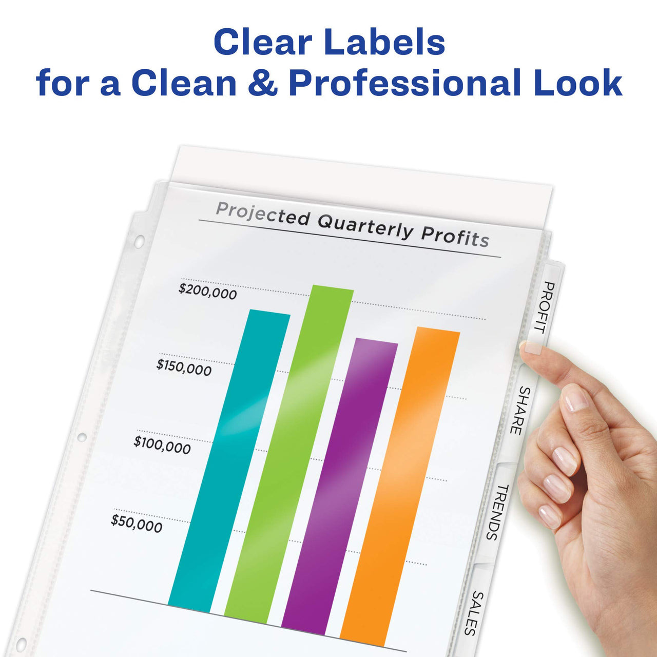 Avery 5-Tab Sheet Protector Dividers, Easy Print & Apply Clear Labels, Index Maker, White Tabs, 1 Set (75500)