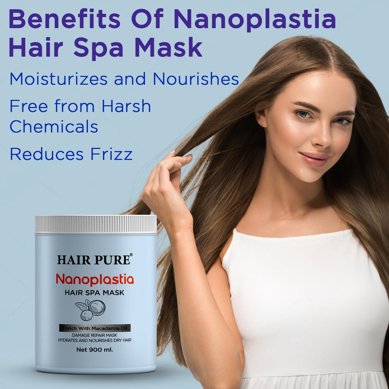 Hair Pure Nanoplastia Hair SPA Mask | Deep Nourishment & Smoothing Treatment | Professional-Grade Hydration, Frizz Control, and Hair Repair for All Hair Types | Restores Shine & Healthy Hair, 900ml