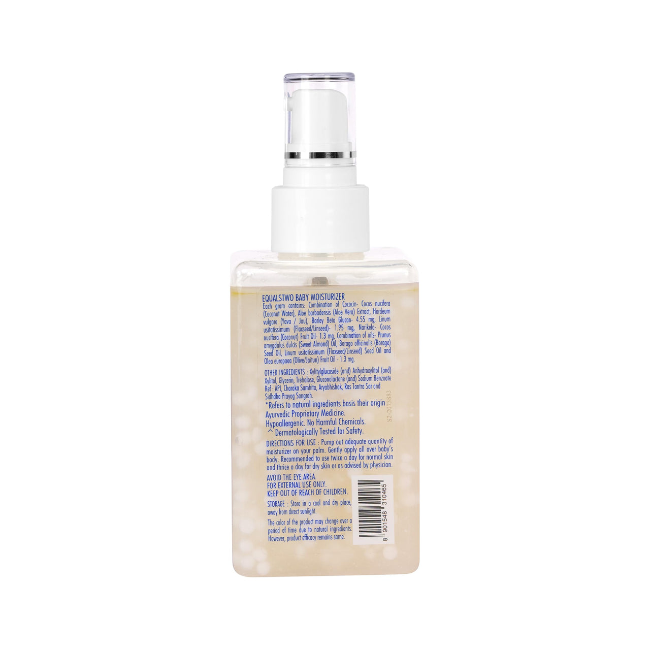 EQUALSTWO Baby Moisturizer, 500ml, 100% Natural Coconut based Daily Baby Skin Care Body Lotion for Nourishing Skin, All Skin Types, PH 5.5, Dermatalogically Tested, No Parabens No Sulphates, Pack 1