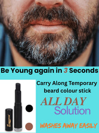 ECOSENSE Beard & Moustache Touchup Stick: Instant Temporary Beard Perfection | Black Color Pencil For Men, Beard Pen, Beard Dye for Long Lasting Coverage, Mustache 3 gm