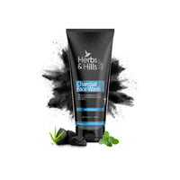 Herbs & Hills Organic Charcoal Face Wash - 100ml | Anti Pollution | Oil Control | For Dirt & Dullness | Face Wash for Oily & Acne Prone Skin | With Natural Coconut Oil, Aloe Vera & Lemon Oil Extract