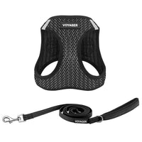 Voyager Step-in Air All Weather Mesh Harness and Reflective Dog 5 ft Leash Combo with Neoprene Handle, for Small, Medium and Large Breed Puppies by Best Pet Supplies - Gray (2-Tone), L Harness Leash Bundle (Gray 2-Tone-Tone) L (Chest: 18 - 20.5