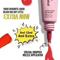 Blue Heaven Pop & Glow Eye & Cheek tint blusher for face makeup, Blush enriched with Rosehip and Coconut oil - Coral Flash, 12ml
