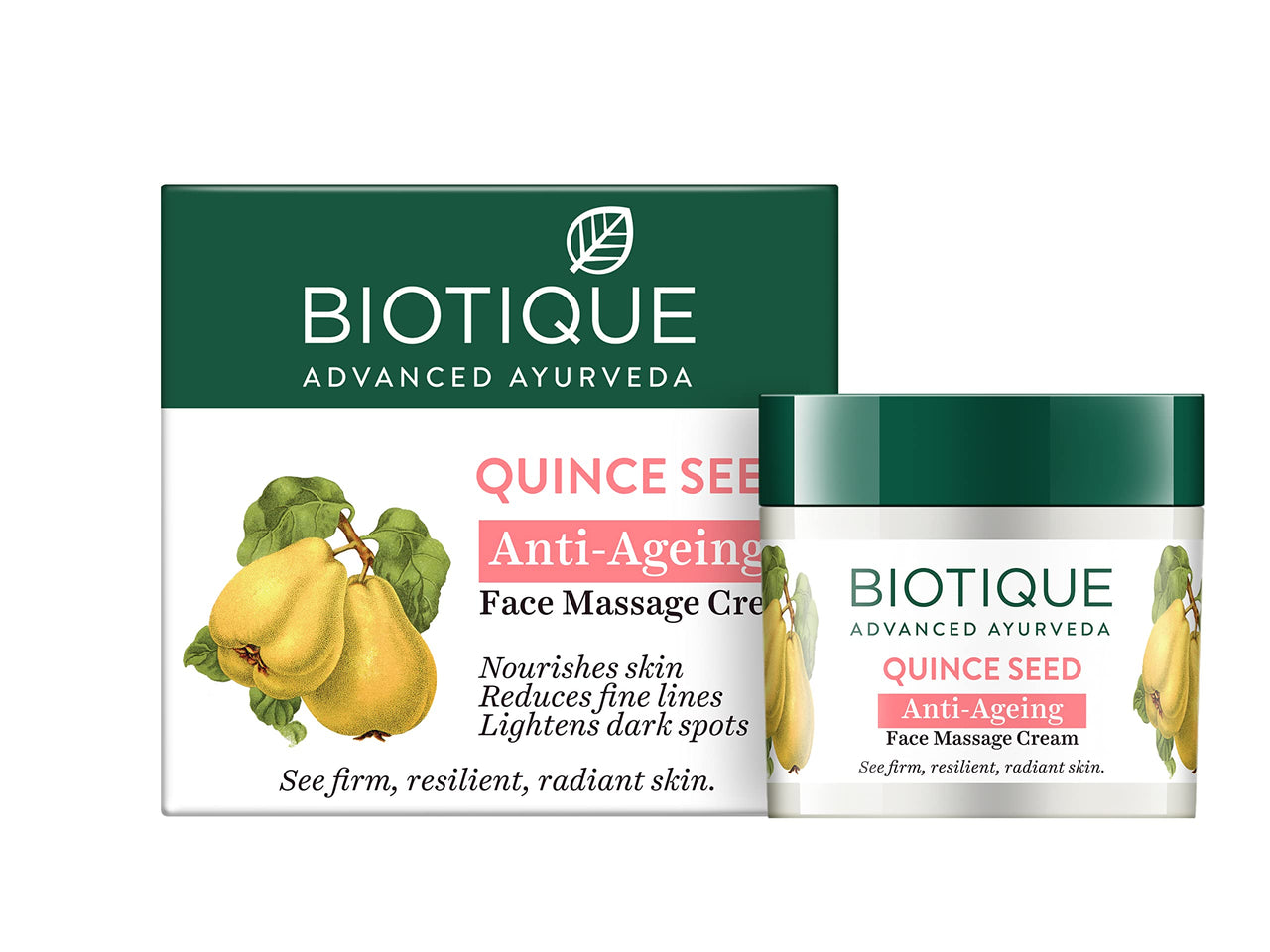 Biotique Bio Herbcolor Conditioning Hair Color, 50g + 110ml - Darkest Brown 3N (Pack of 1) & Biotique Bio Quince Seed Nourishing Face Massage Cream For Normal To Dry Skin, 50G