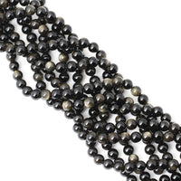 CHEAVIAN 45PCS 8mm Natural Golden Obsidian Gemstone Round Loose Beads Crystal Energy Stone Healing Power for Jewelry Making 1 Strand 15