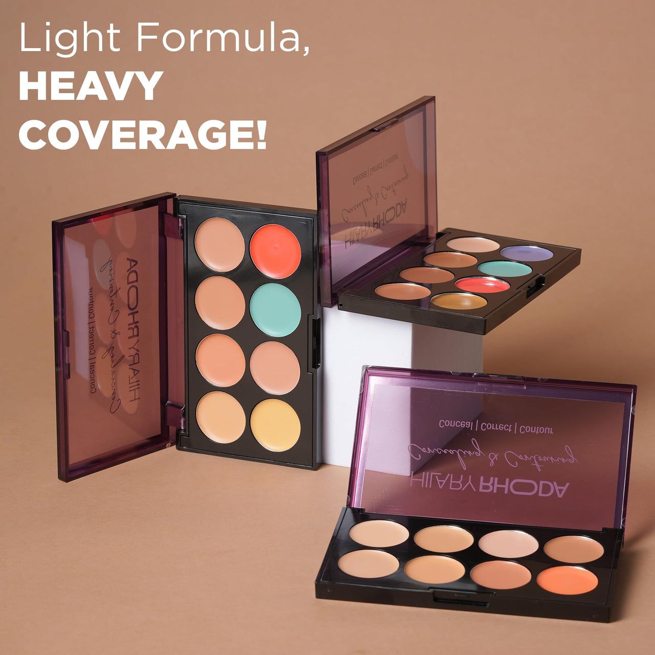 Hilary Rhoda Concealing & Contouring | 8 Shades in Palette | Colour Corrects with High Coverage | Face Palette | Hides Dark Spots & Pigmentation | Buildable Coverage | 12g (Shade-2)