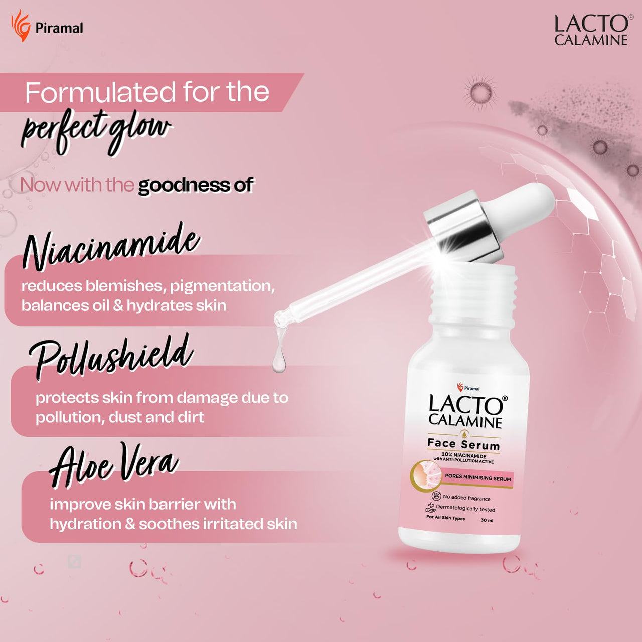 Lacto Calamine 10% Niacinamide Face Serum | 30ml x Pack of 2 | Pore Minimizing, Acne Marks, Blemishes & Oil Balancing | Face Serum for Women & Men | Reduces Pigmentation | Dermatologically Tested
