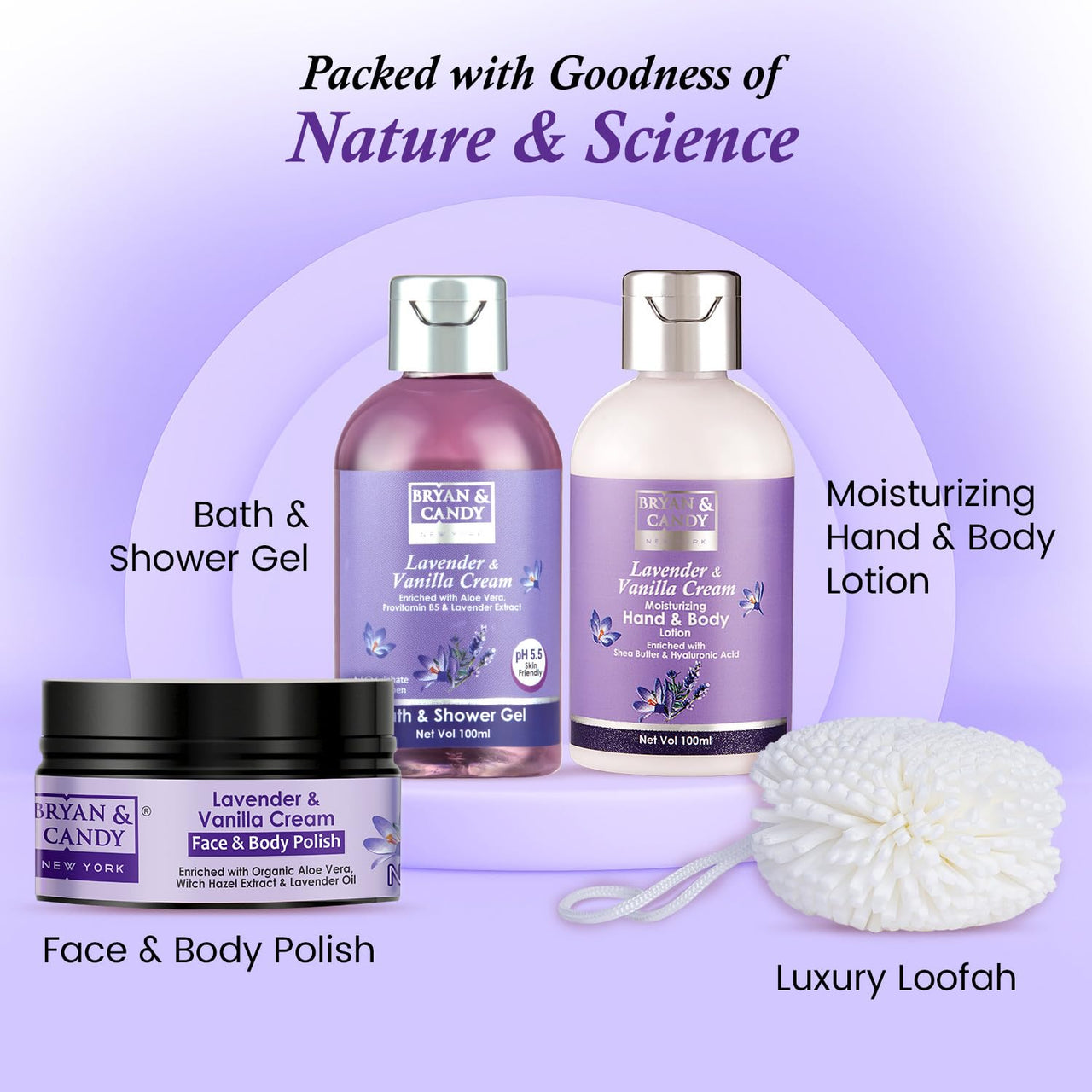 Bryan & Candy Lavender Bodycare Heart Collection | Women's Day Gift Set For Women| 100% Vegan,Ph5.5 Skin Friendly