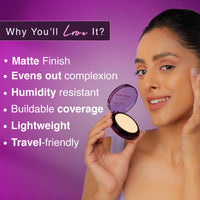 Hilary Rhoda Skin Perfecting Compact Powder | Oil Control & Matte Finish | Buildable Coverage | Blends Easily | Hides Imperfections | 6g (Vanilla Creme | Shade 01)