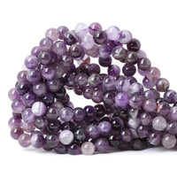 CHEAVIAN 45PCS 8mm Natural Dog Teeth Amethyst Gemstone Round Loose Beads Crystal Energy Stone Healing Power for Jewelry Making 1 Strand 15