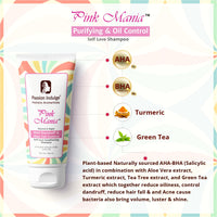 Passion Indulge Pink Mania Face Cleanser & Anti-Dandruff & Hair Fall Control Shampoo | Purifying & Oil Controlling with AHA BHA, Turmeric & Green Tea