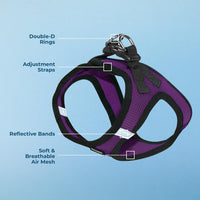 Voyager Step-in Air Dog Harness - All Weather Mesh Step in Vest Harness for Small and Medium Dogs and Cats by Best Pet Supplies - Harness (Purple/Black Trim), XL (Chest: 20.5-23