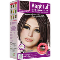 Vegetal Bio Hair Colour - Burgundy | 150g | Achieve Natural, Ammonia-Free Hair Color | PPD-Free, 100% Herbal Certified Organic for Men and Women | UV Protection and Luster Maintenance | Complete Kit