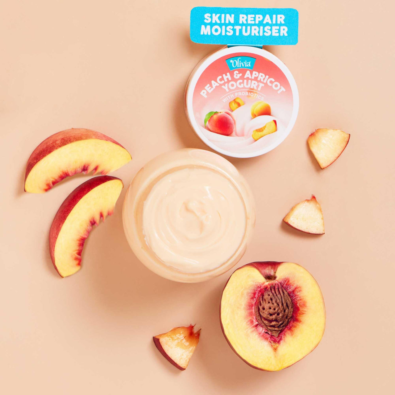 Olivia Skin Repair Moisturizer with Peach & Apricot Yogurt with Probiotics | Hydrating Moisturizer for Dry Skin, Anti-Aging & Pigmentation | Body Lotion for Women & Men | All Skin Types | 200g
