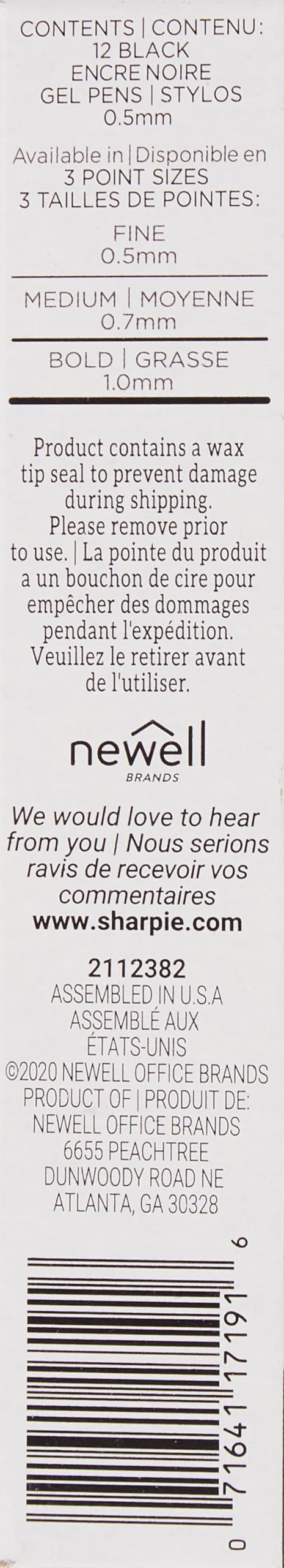 SHARPIE S-Gel, Gel Pens, Fine Point (0.5mm), Black Ink Gel Pen, 12 Count