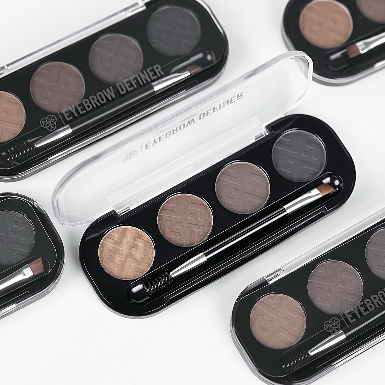 PAC Eyebrow Definer Palette (4 colors) | Comes with 2-in-1 Angled & Spoolie Brush | Fine Buildable Powder Formula | Long Wearing & Blendable Shades | 4G