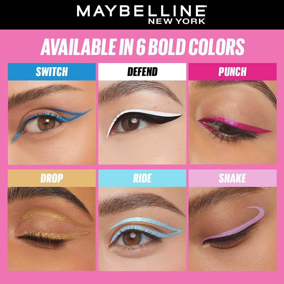 Maybelline New York Tattoo Play Pink Liquid Eyeliner - Punch, Upto 48 Hours Bold Color, Water-proof Eyeliner & Smudge-proof. Maybelline High-impact Color Liner, Vegan Formula | 2.1ml