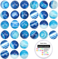 100Pcs Natural Crystal Beads Stone Gemstone Round Loose Energy Healing Beads with Free Crystal Stretch Cord for Jewelry Making (Blue Agate, 6MM) Blue Agate
