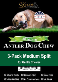 Elk Antler Chews for Dogs | Naturally Shed USA Collected Elk Antlers | All Natural A-Grade Premium Elk Antler Dog Chews | Product of USA, 3-Pack Medium Split 3 Count (Pack of 1)