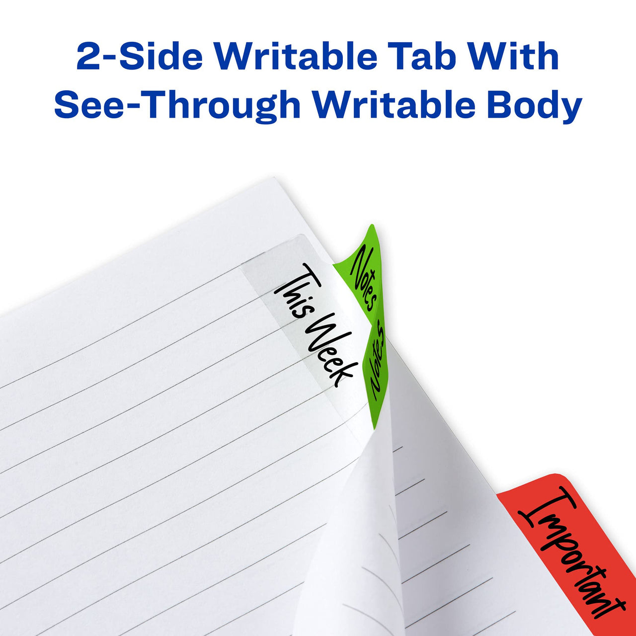 Avery Margin Ultra Tabs, 2.5" x 1", 2-Side Writable, Assorted Colors, 48 Repositionable Page Tabs (74866) 48 tabs
